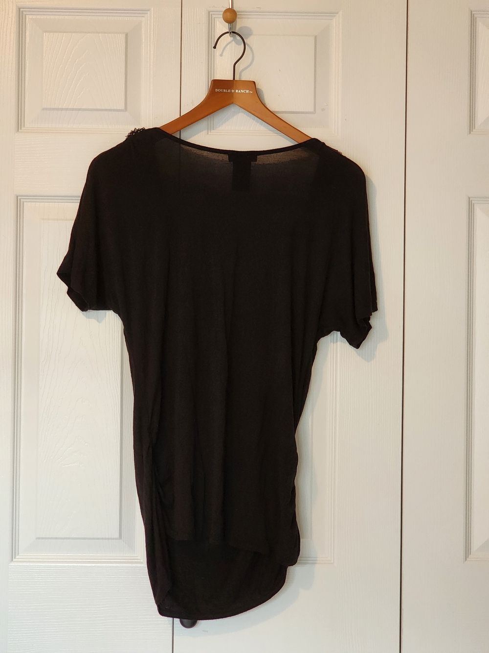 RELIST SOON FYLO Draped Top Beaded Shoulder Embellishment Side Ruching SZ L - Picture 5 of 8